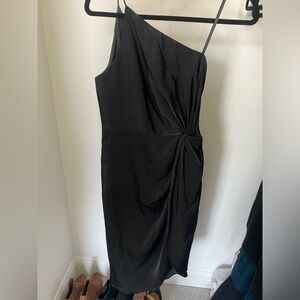 Aiden Mattox One Shoulder Black Midi Dress